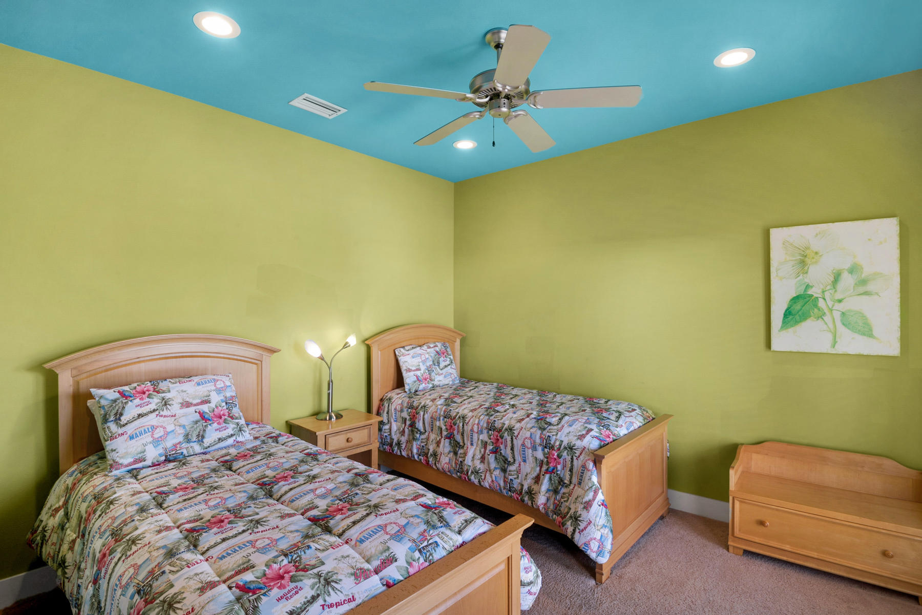 41 East Blue Crab Loop Inlet Beach, FL 32461 - Photo 55 of 63 a bedroom with a bed and a chandelier