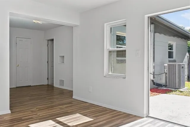 a view of a wooden door