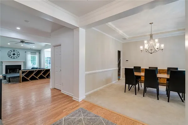 a view of a livingroom and dining room
