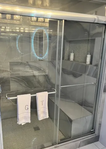 a bathroom with a shower