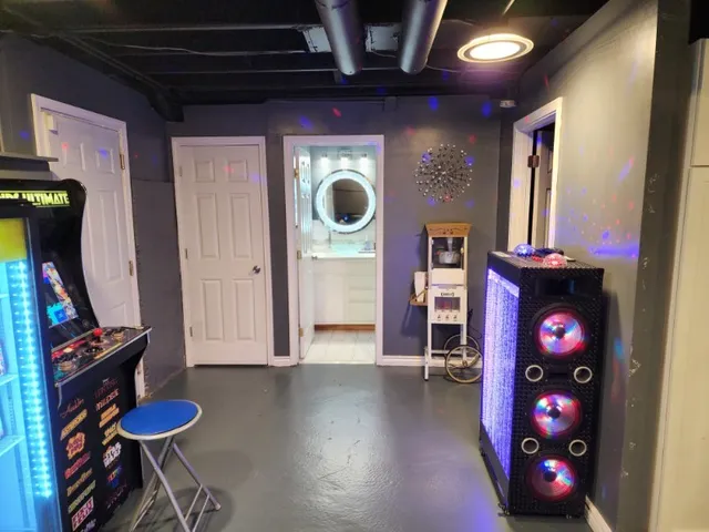 a kitchen with a sink and cabinets