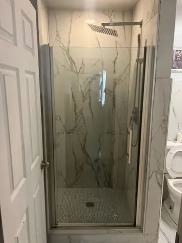 a bathroom with a shower