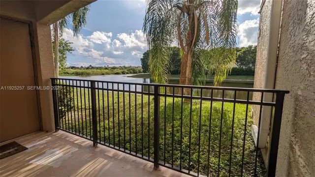 a view of balcony with a garden