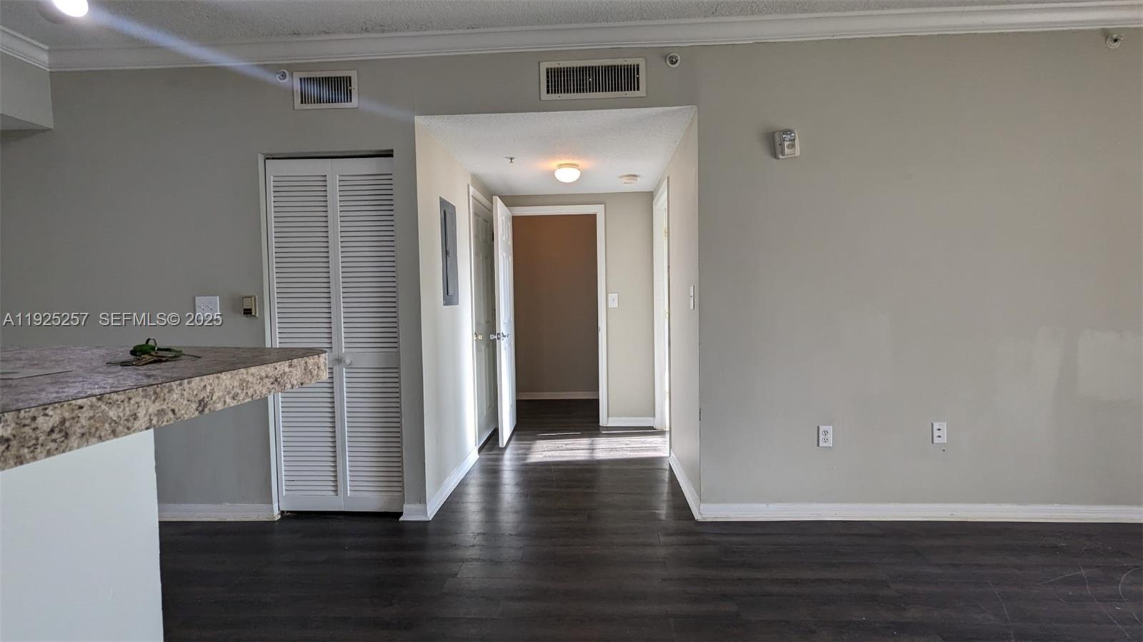 160 Southwest 117th Terrace, Unit 6106 Pembroke Pines, FL 33025 - Photo 8 of 28 a view of a hallway with wooden floor and a cabinet