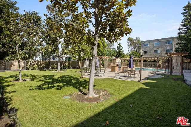 a view of a park with slide