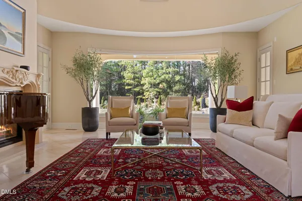a living room with furniture or couch and a fireplace