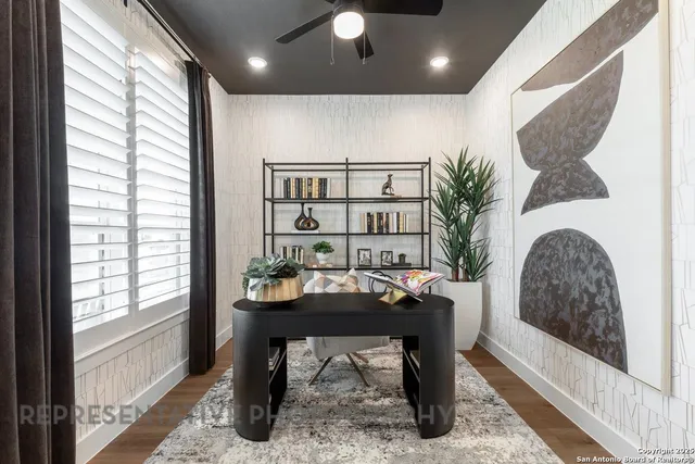 a living room with furniture