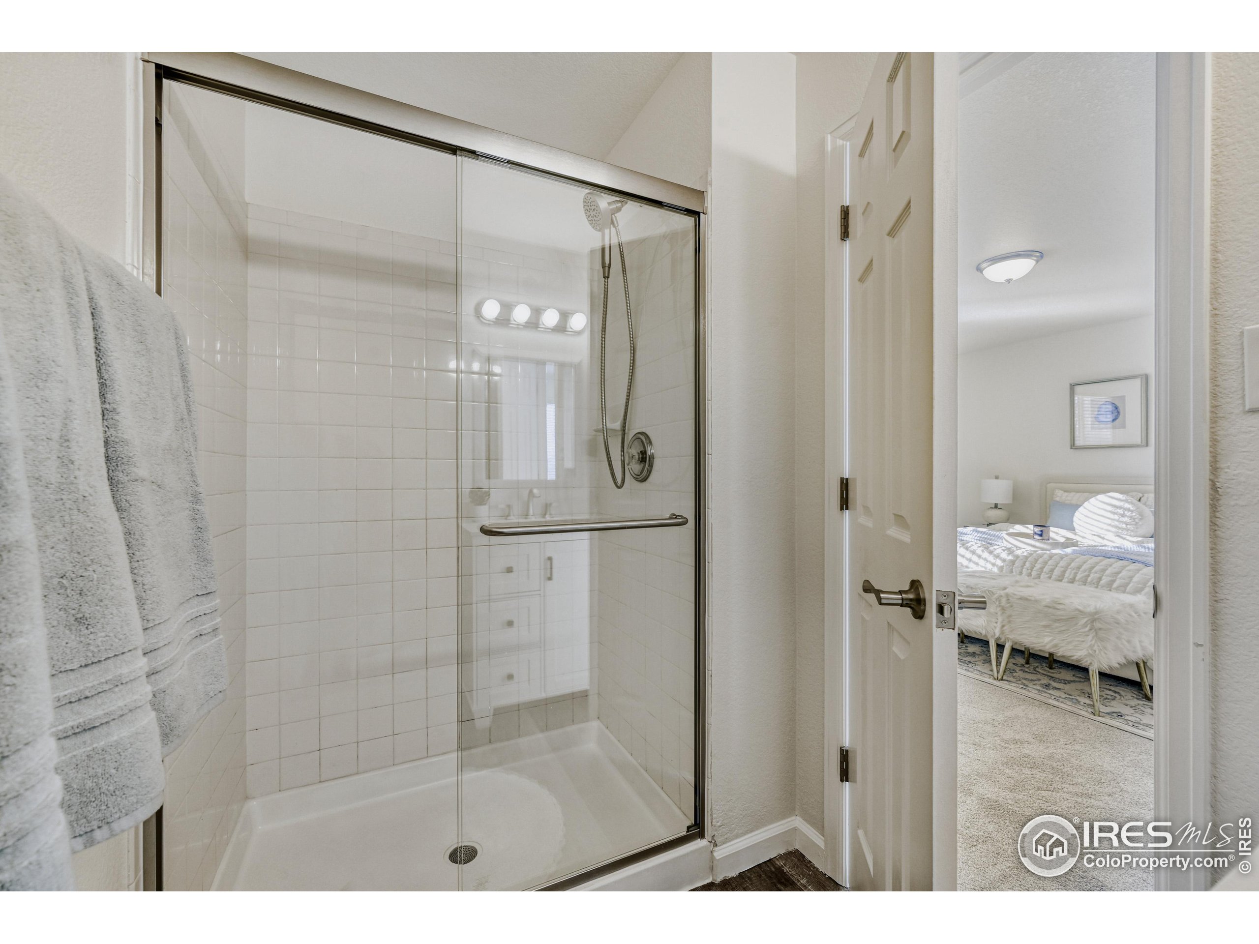 6130 Gorham Street Frederick, CO 80530 - Photo 31 of 48 a bathroom with a glass shower door