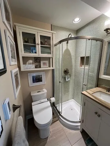 a bathroom with a double vanity sink and mirror