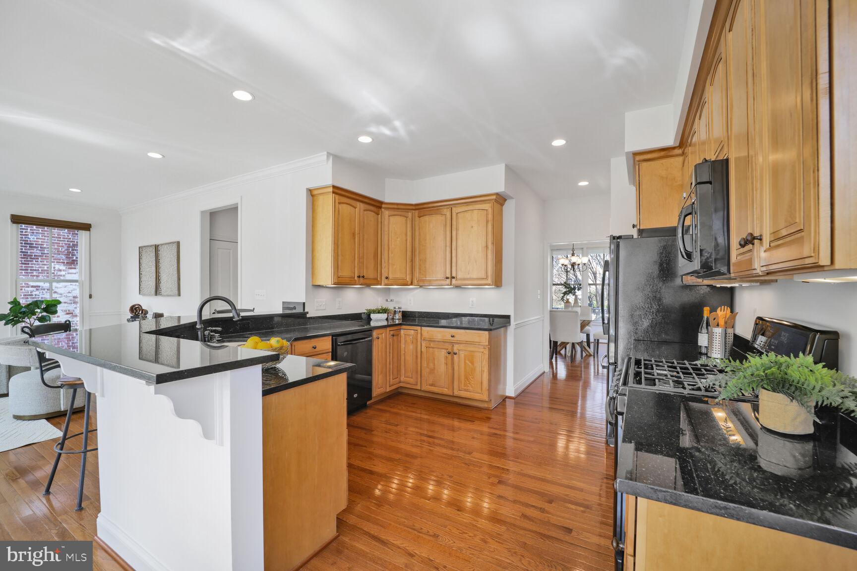 4814 25th Road North Arlington, VA 22207 - Photo 13 of 45 a kitchen with granite countertop kitchen island stainless steel appliances a sink a counter top space and living room view