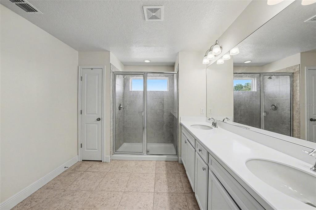 10210 Newel Valley Loop Riverview, FL 33569 - Photo 17 of 30 a spacious bathroom with a double vanity sink mirror and shower