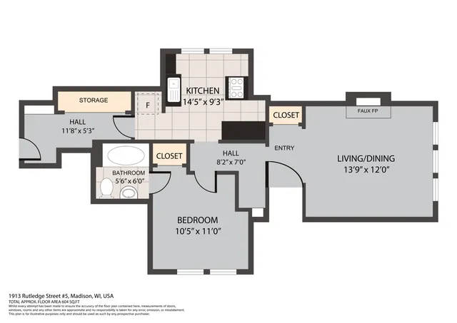 $1,595 | 1319 Rutledge Street, Unit 5, Madison, WI 53703