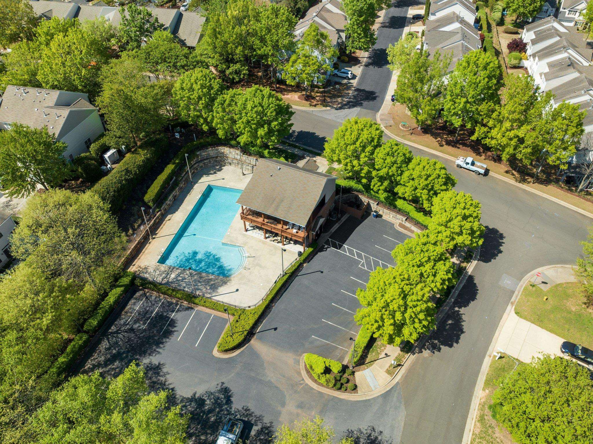 8411 Tie Stone Way Raleigh, NC 27613 - Photo 38 of 38 an aerial view of a house with yard swimming pool and outdoor seating