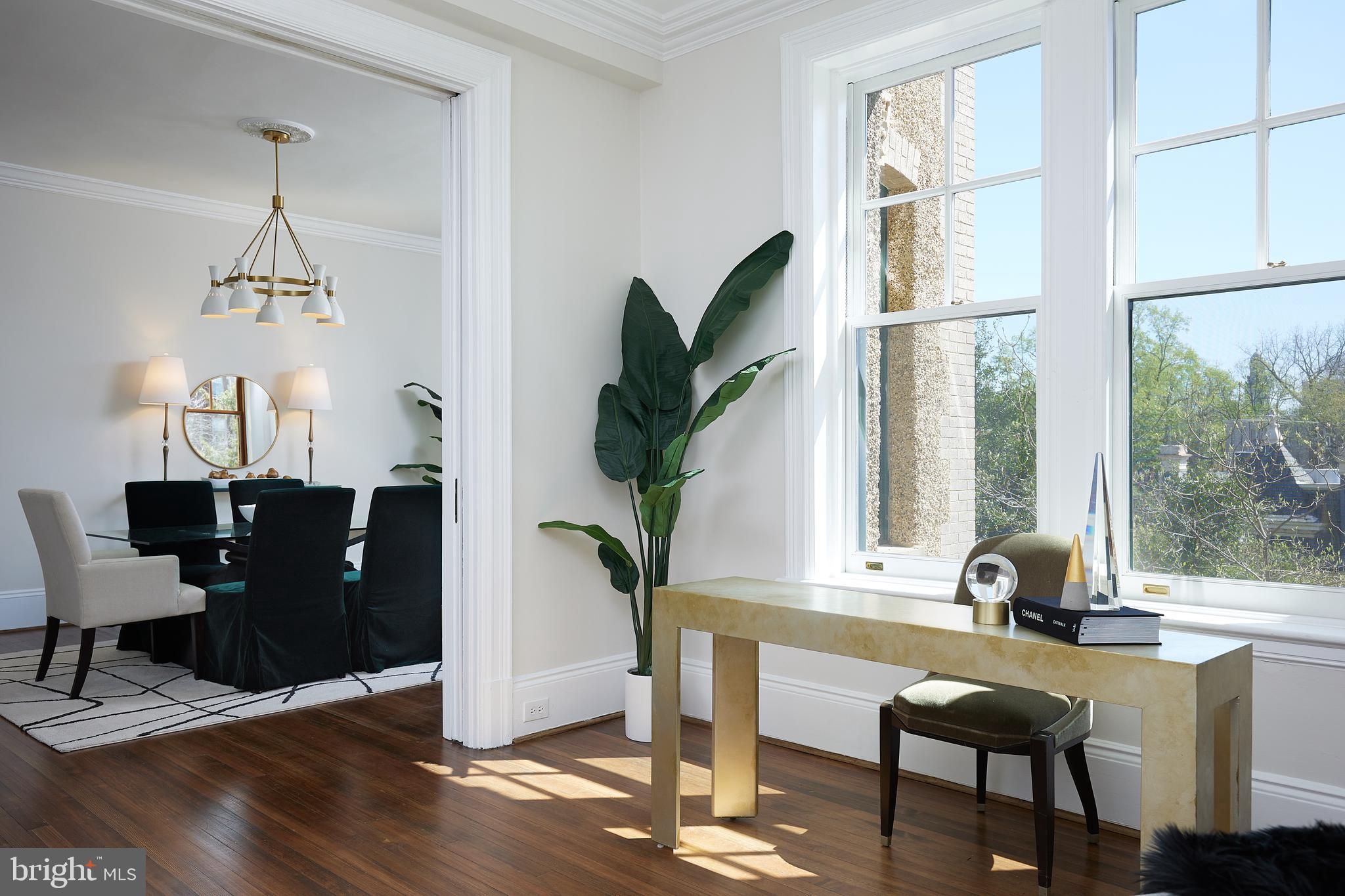 2853 Ontario Road Northwest, Unit 323 Washington, DC 20009 - Photo 23 of 66 a living room with furniture a window and a potted plant
