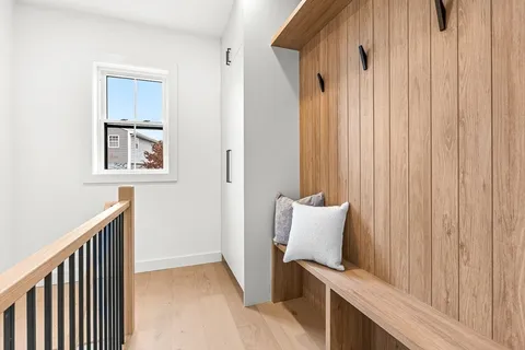 a view of a hallway with a bedroom