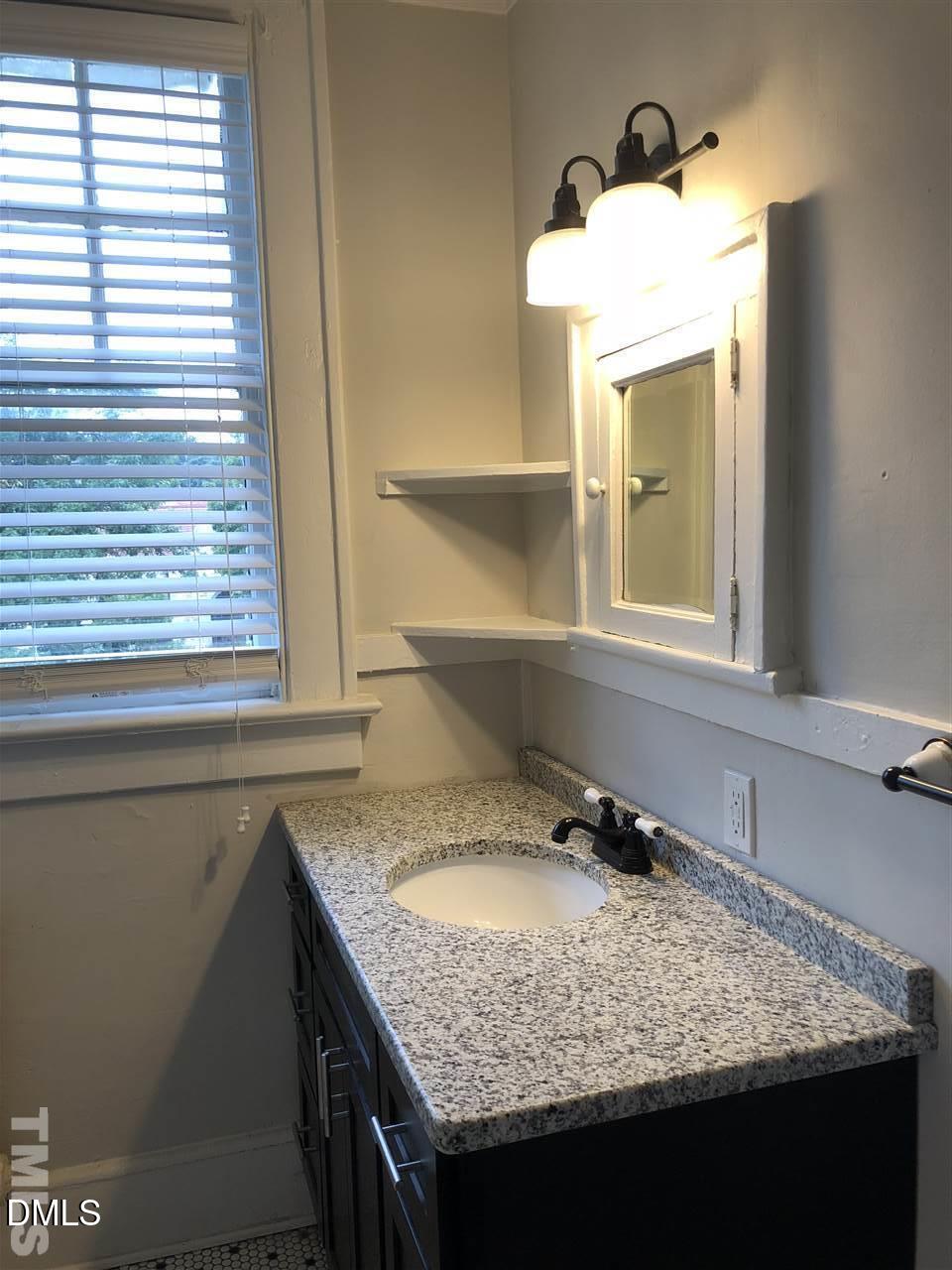 200 East Edenton Street, Unit 4 Raleigh, NC 27601 - Photo 14 of 17 a bathroom with a granite countertop sink and a mirror
