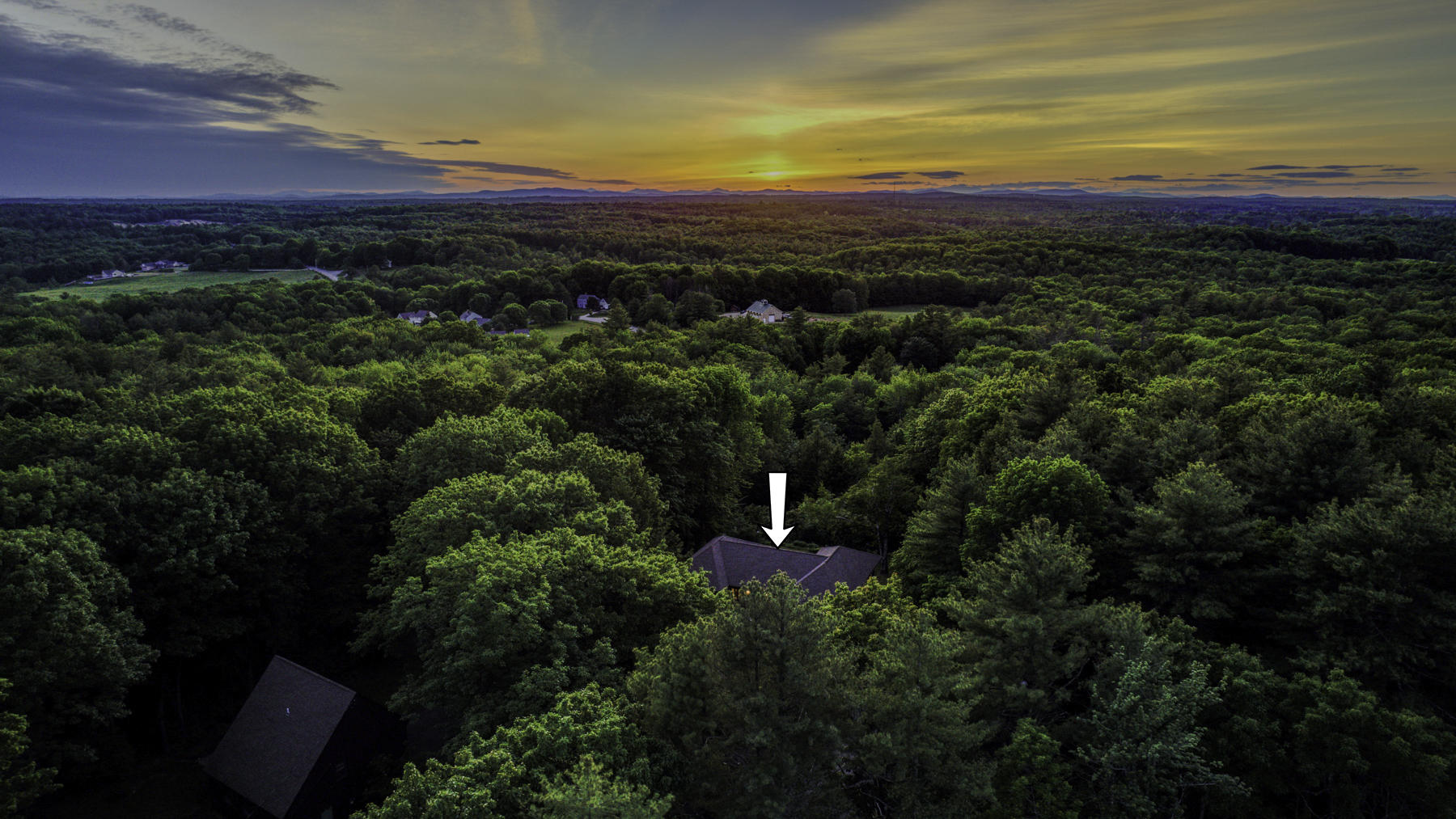 1 Richard Road Gorham, ME 04038 - Photo 2 of 56 Aerial with arrow and mountains in backg