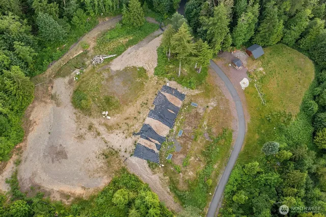 an aerial view of a house