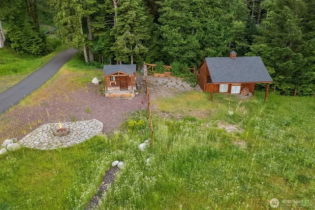 a view of a backyard with a garden