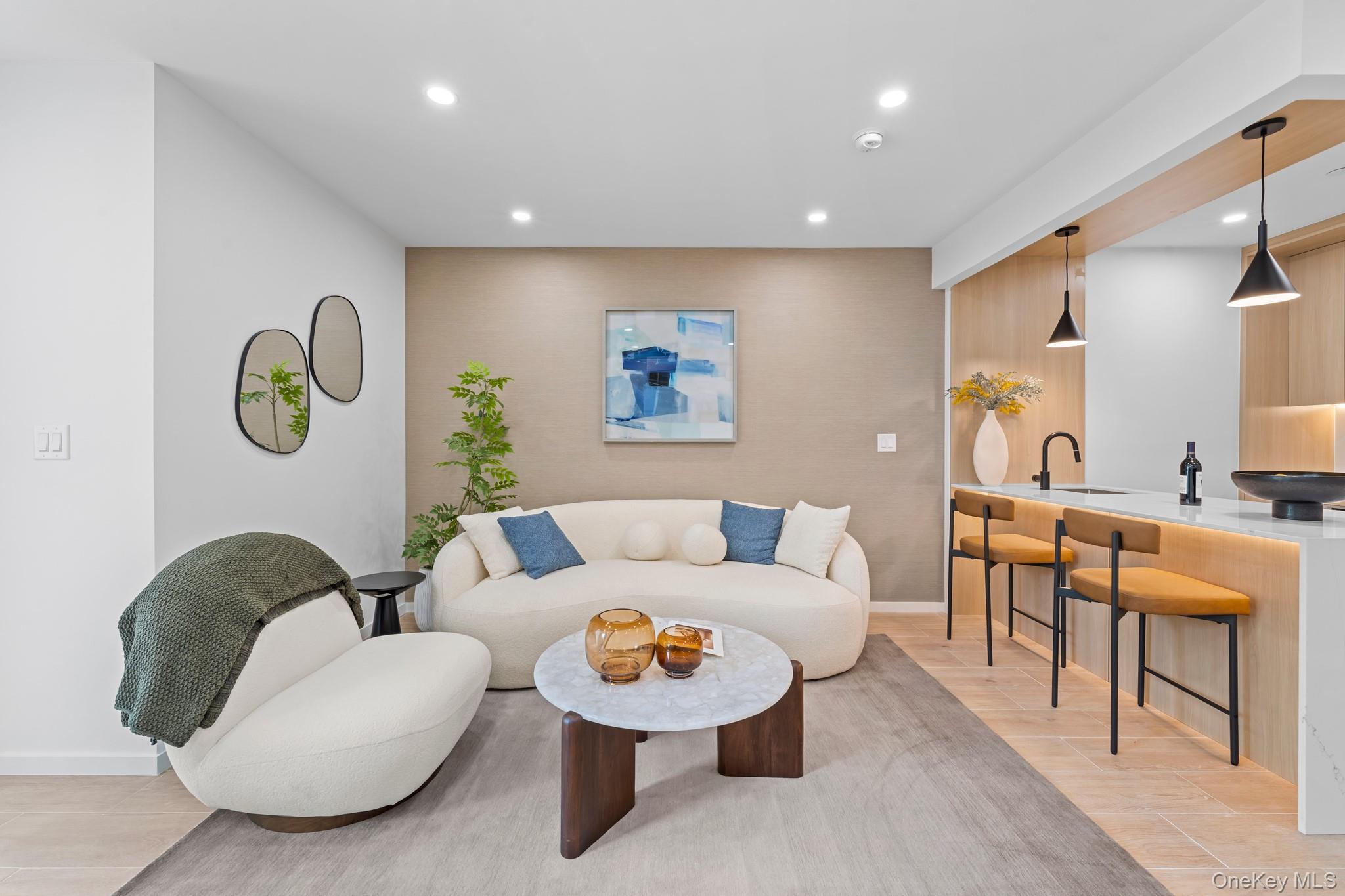 366 Harman Street, Unit 2R Brooklyn, NY 11237 - Photo 8 of 31 Living area with recessed lighting and light wood finished floors