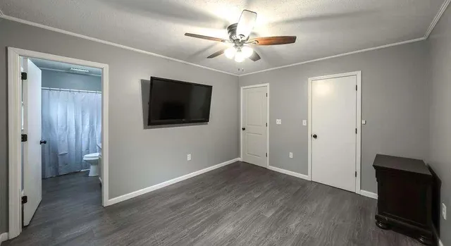 a view of a livingroom with a flat screen tv