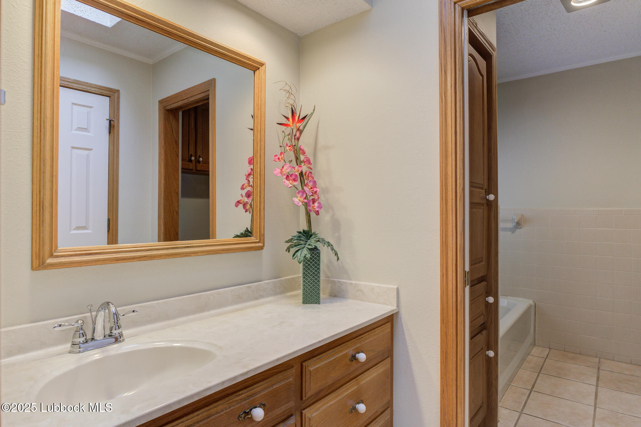 4206 89th Street Lubbock, TX 79423 - Photo 25 of 50 a bathroom with a sink and a mirror