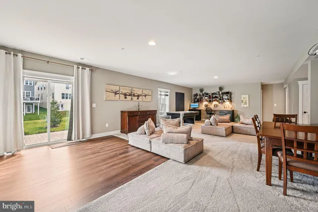 an aerial view of a swimming pool and outdoor space