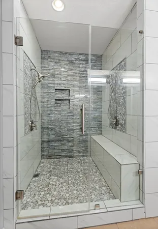 a bathroom with a shower