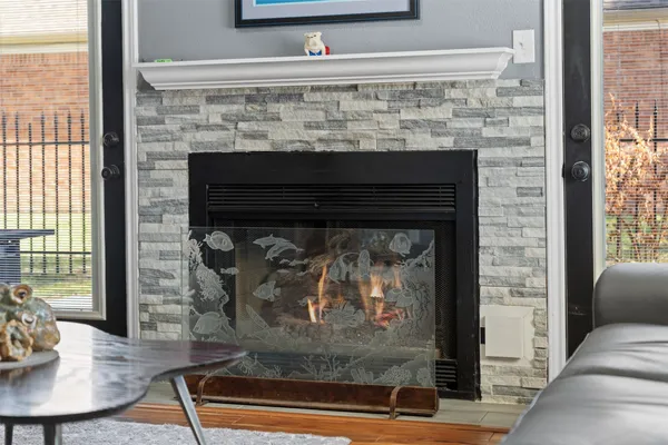 a room with fireplace