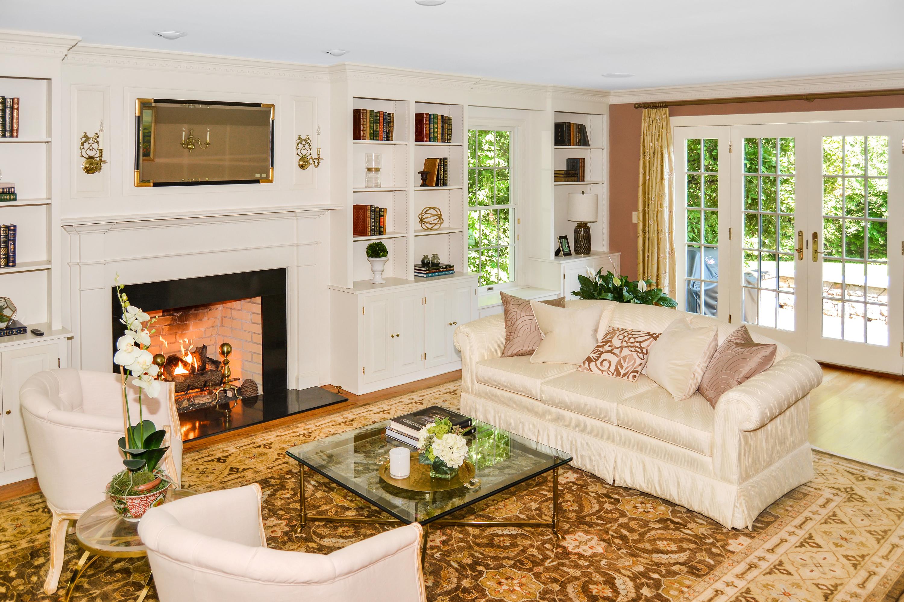 75 Lake Wind Road New Canaan, CT 06840 - Photo 5 of 37 Living Room with French doors