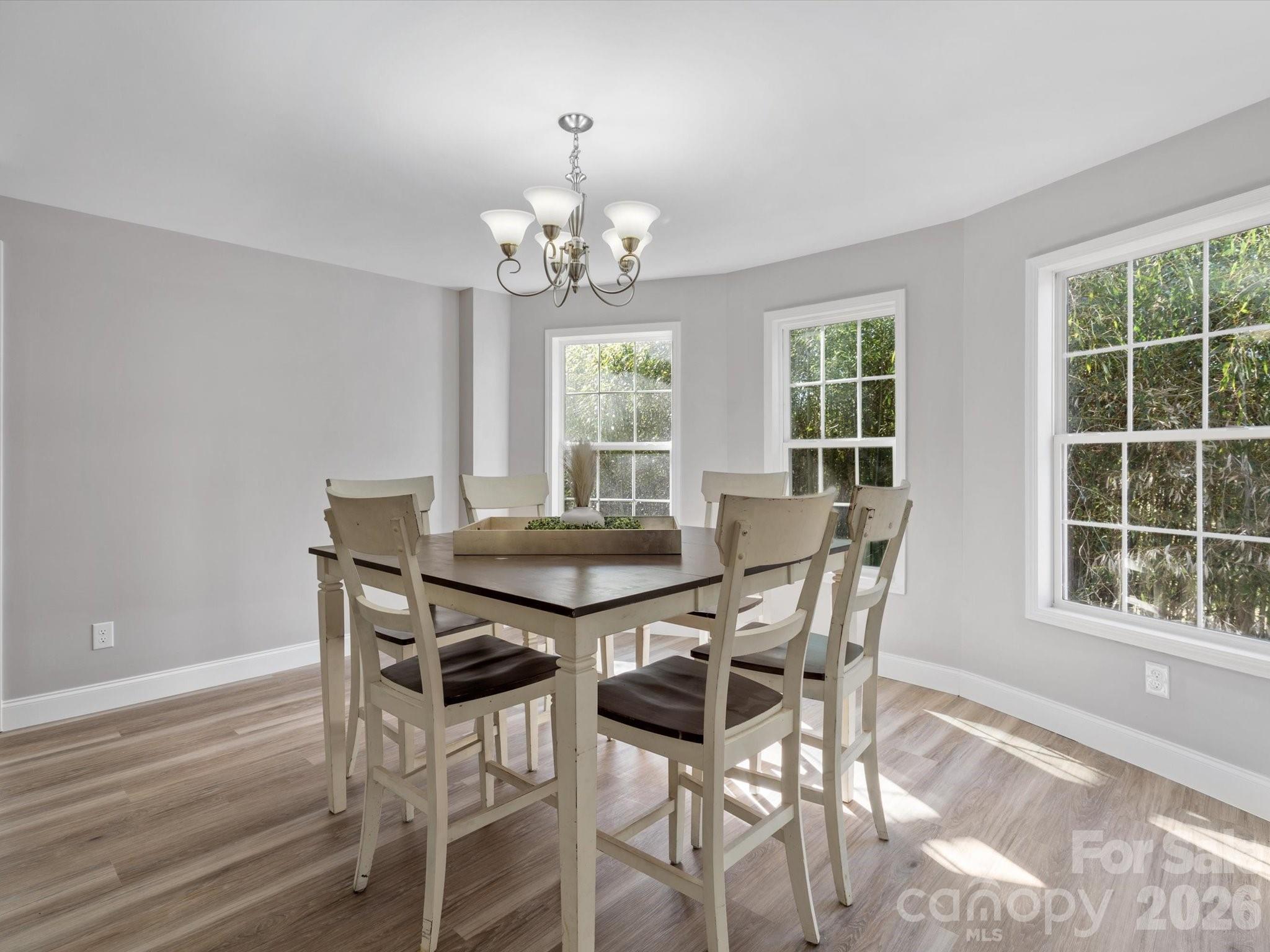 105 South York Street Lancaster, SC 29720 - Photo 15 of 28 a view of a dining room with furniture a chandelier and wooden floor