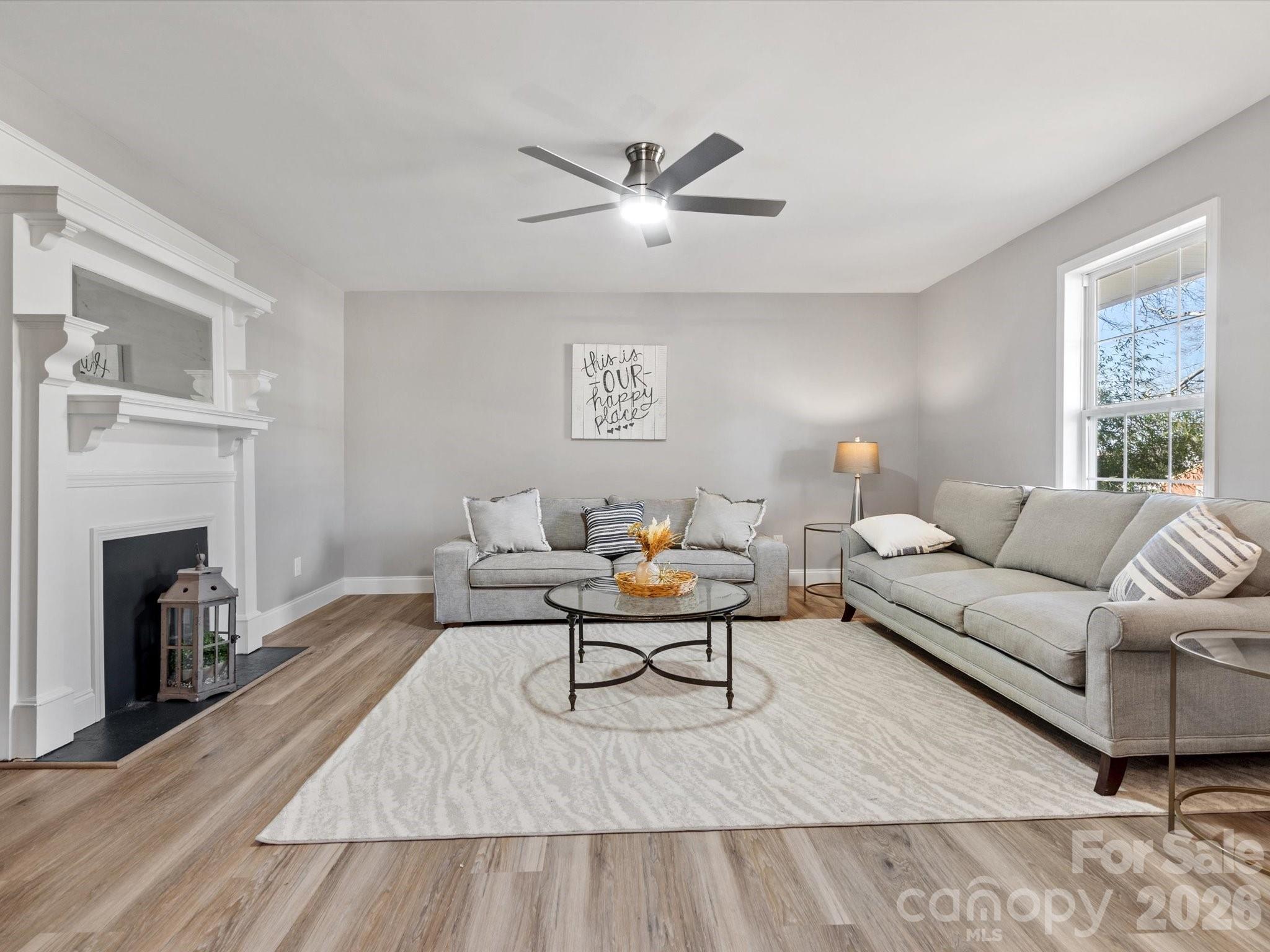 105 South York Street Lancaster, SC 29720 - Photo 5 of 28 a living room with furniture and a fireplace