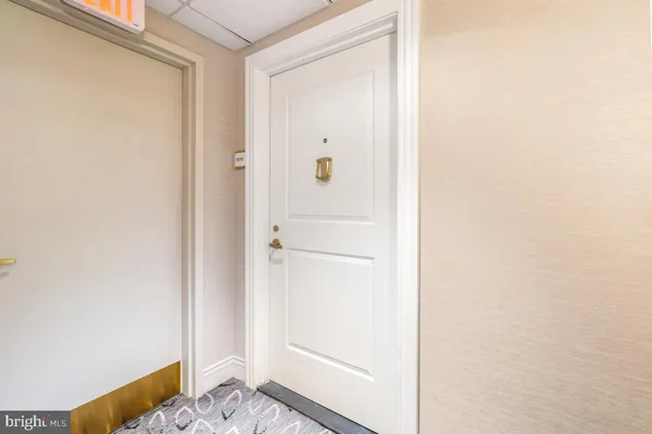 a bathroom with a large window