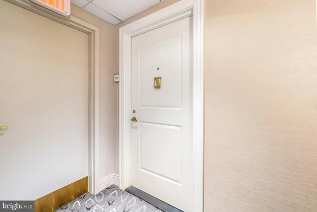 a bathroom with a large window