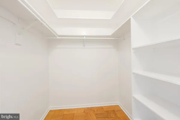 a view of small space with racks on the wall