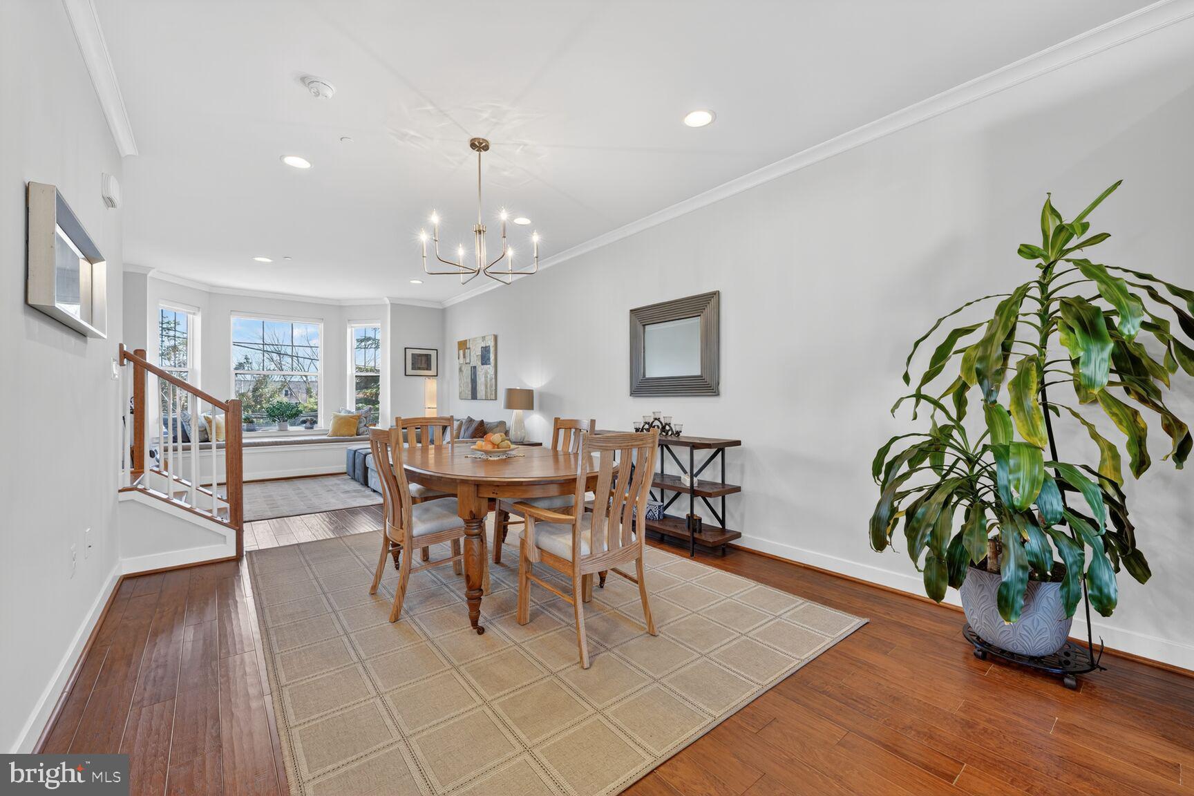 3328 7th Street Northeast Washington, DC 20017 - Photo 9 of 30 a dining room with furniture potted plants and wooden floor