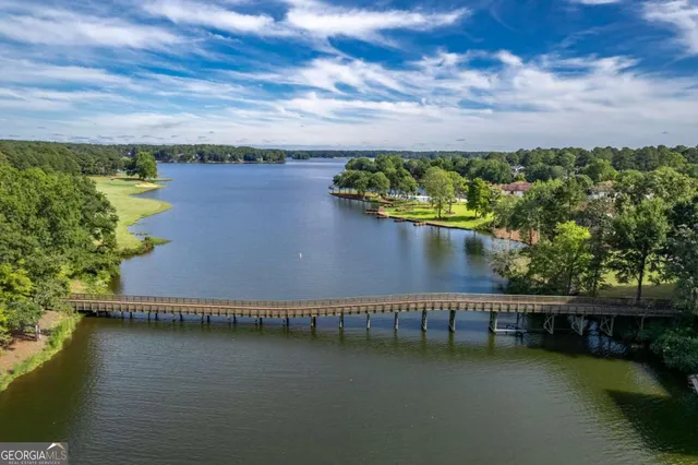 a view of a lake with outdoor space