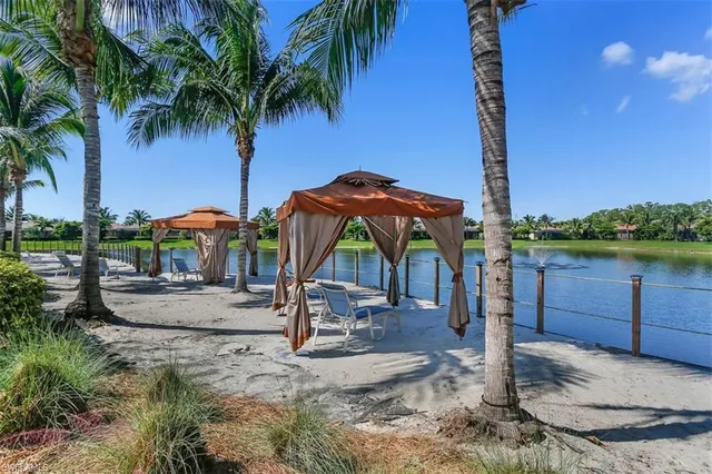 a view of an outdoor space with a swimming pool