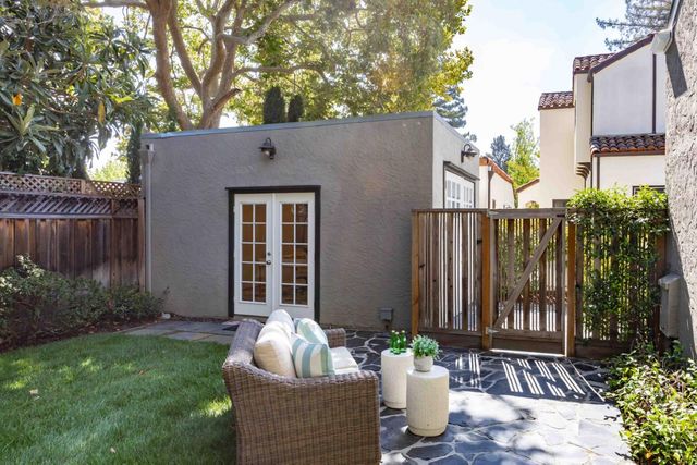 a front view of a house having patio
