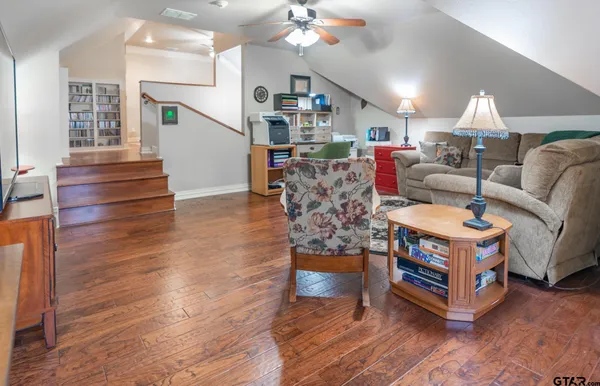 a backyard of a house with seating space