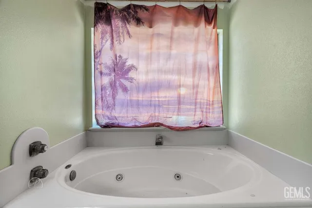 a bathroom with a bathtub