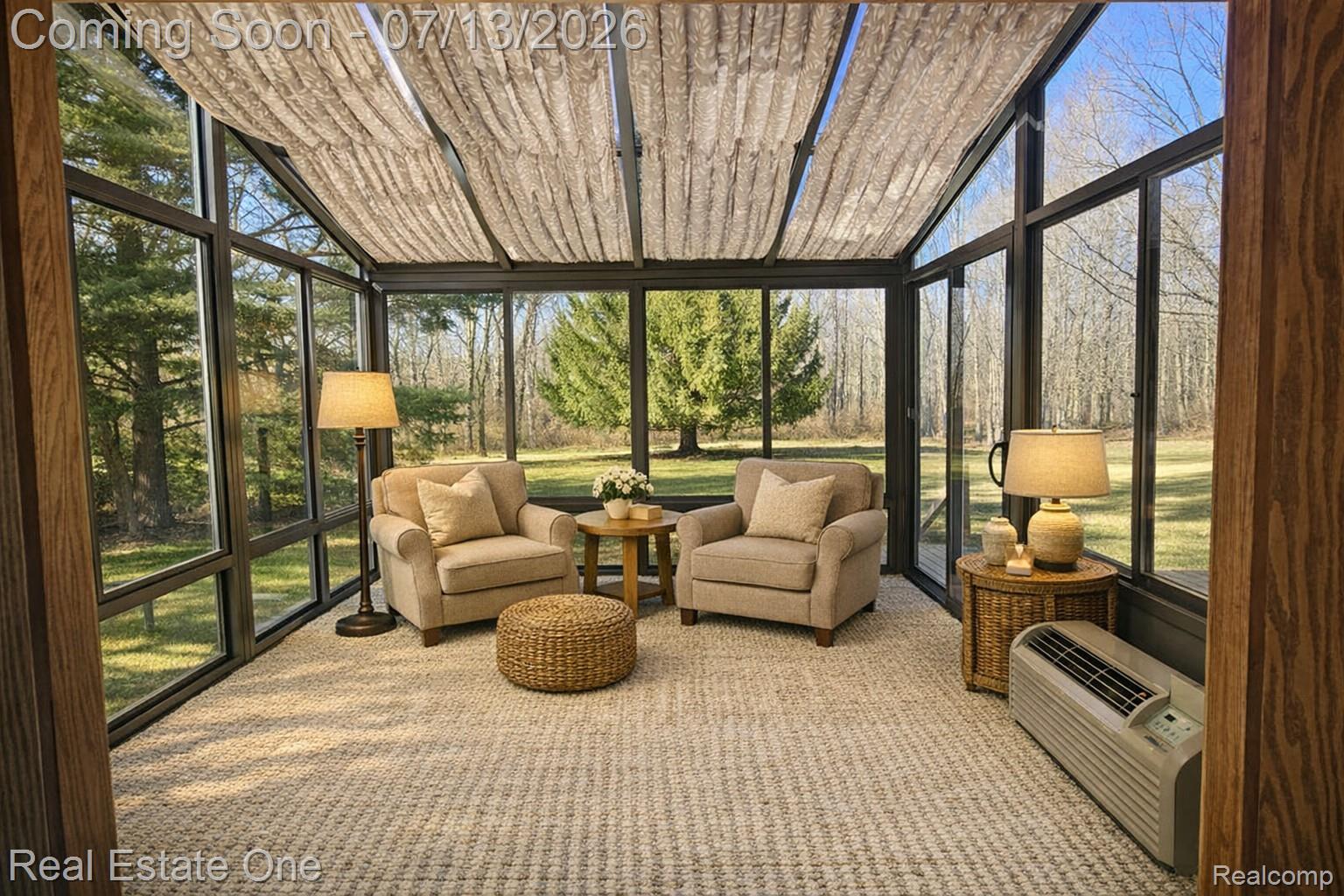 6039 Fish Lake Road Holly, MI 48442 - Photo 11 of 70 AI enhanced Sunroom to show off the space! Watch the seasons change in this space with Heat & AC and direct access outside.