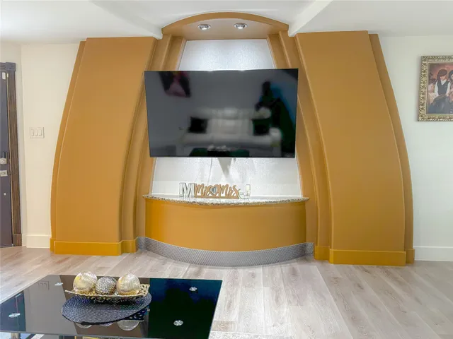 a view of a couch in a room