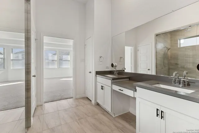 a room with a table and chairs