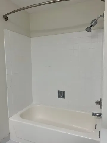 a bathroom with a bathtub