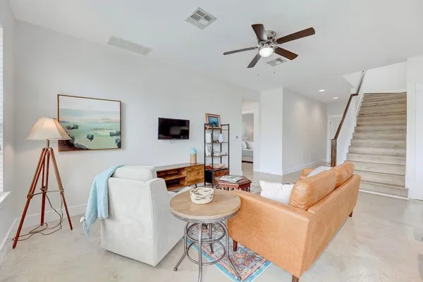 a living room with furniture