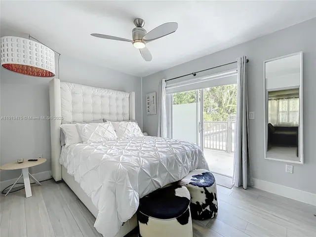 a bed sitting in a bedroom next to a window