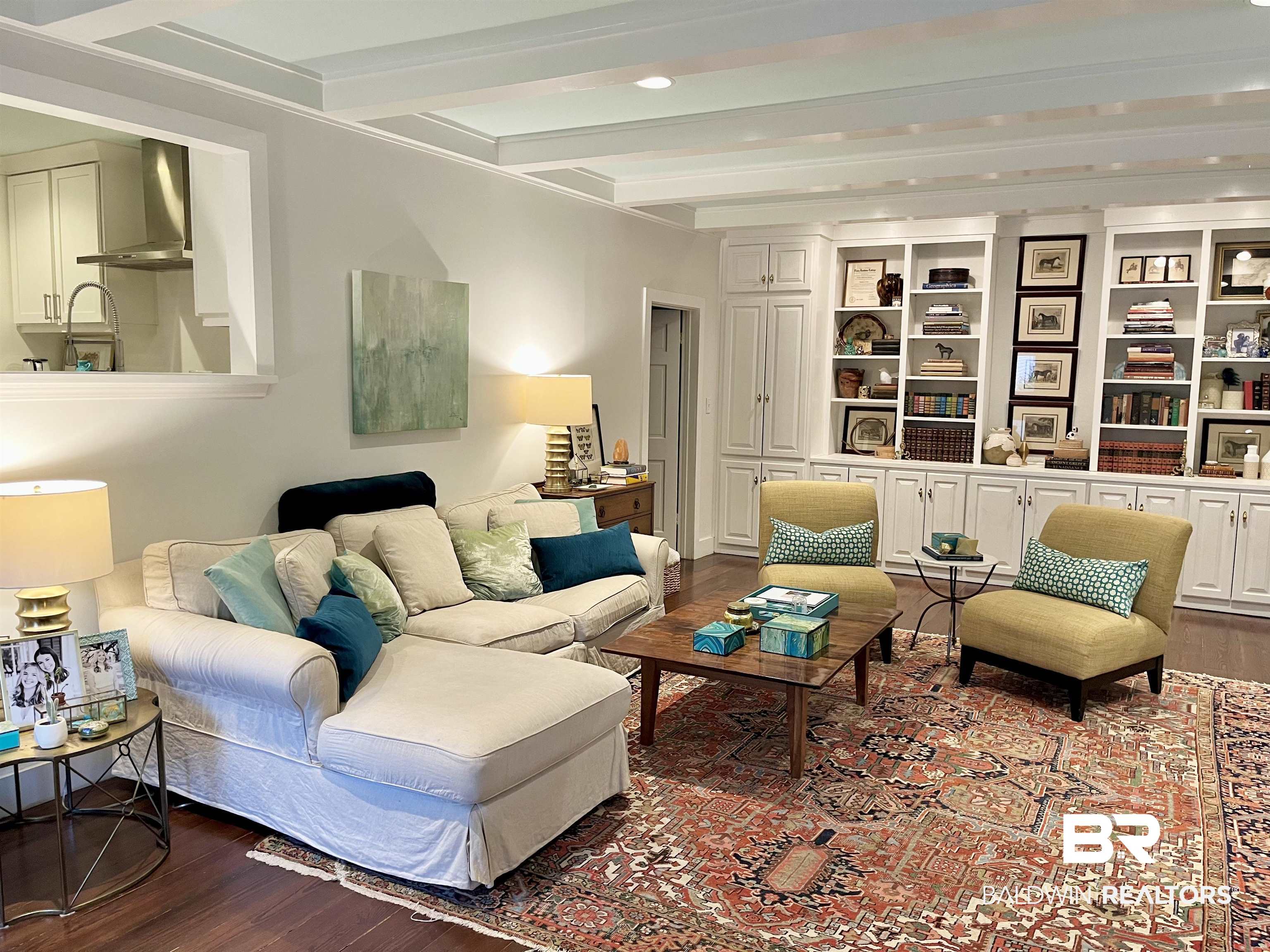 451 Ridgelawn Drive West Mobile, AL 36608 - Photo 19 of 41 Sitting room with dark wood-style floors, beamed ceiling, and recessed lighting