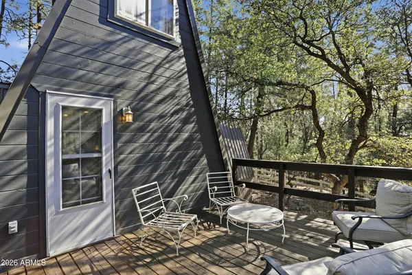 a outdoor view with a sitting space