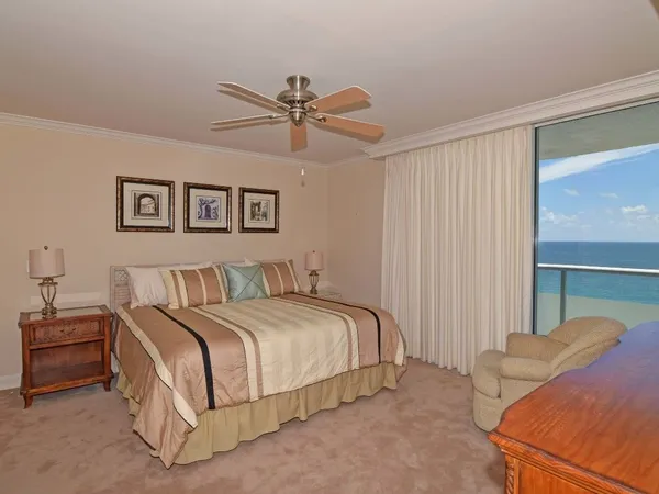 a bedroom with a bed and closet